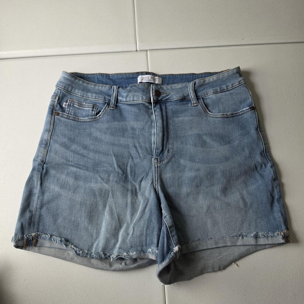 Judy Blue Shorts Womens 2XL Blue Denim Cutoff Frayed Hem Stretch Relaxed Casual